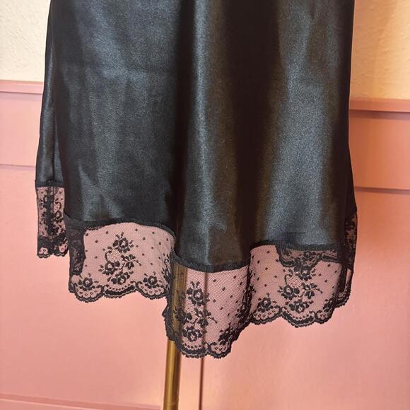 Halston goth fairy coquette lace mini slip dress black sz small vanity whimsy - Picture 3 of 8
